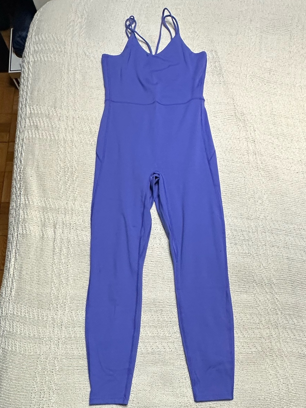 All In Motion Luxe Everyday Soft Full Length Blue Active Bodysuit Sz Small
